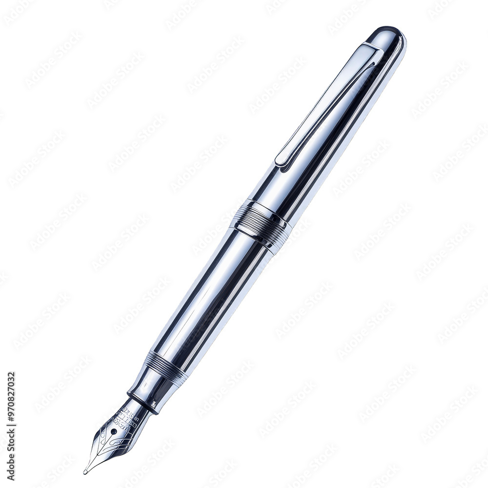 Silver Fountain Pen isolated on transparent background Silver Fountain Pen isolated on transparent background