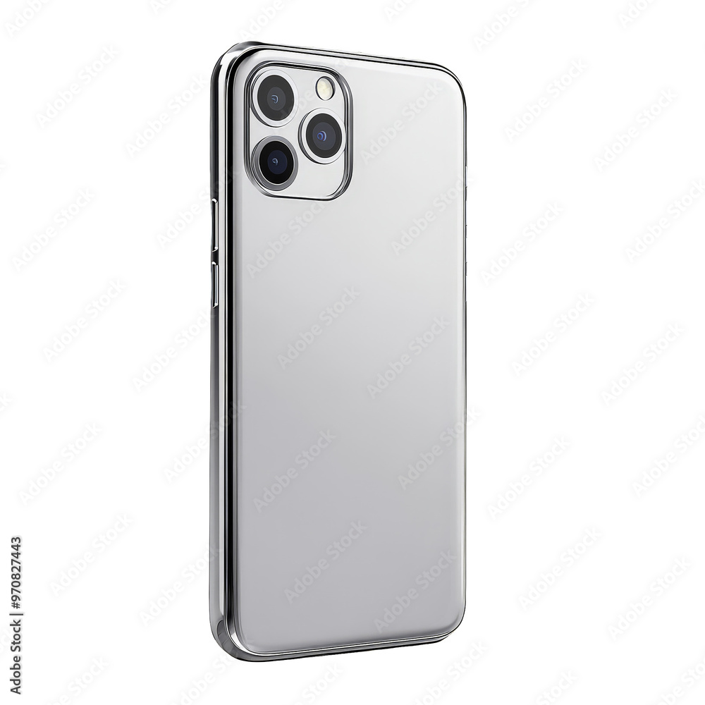 White Smartphone with Triple Camera System isolated on transparent background White Smartphone with Triple Camera System isolated on transparent background