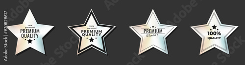 A set of stars with a holographic effect. Color templates of holographic stickers are a premium product. Vector illustration