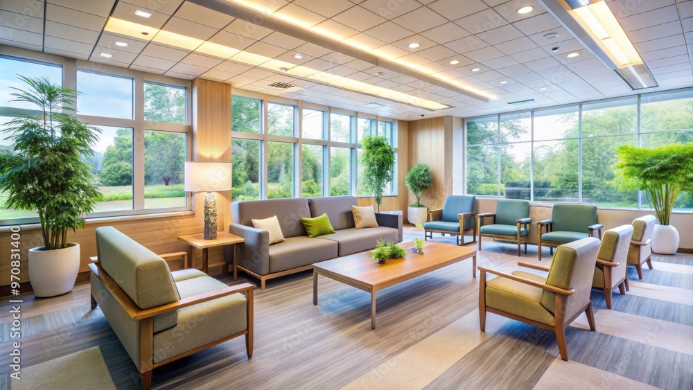 Carefully designed to soothe, the waiting area boasts comfortable seating, warm lighting, and calming visuals, Carefully designed to soothe, the waiting area boasts comfortable seating, warm lighting, and calming visuals,