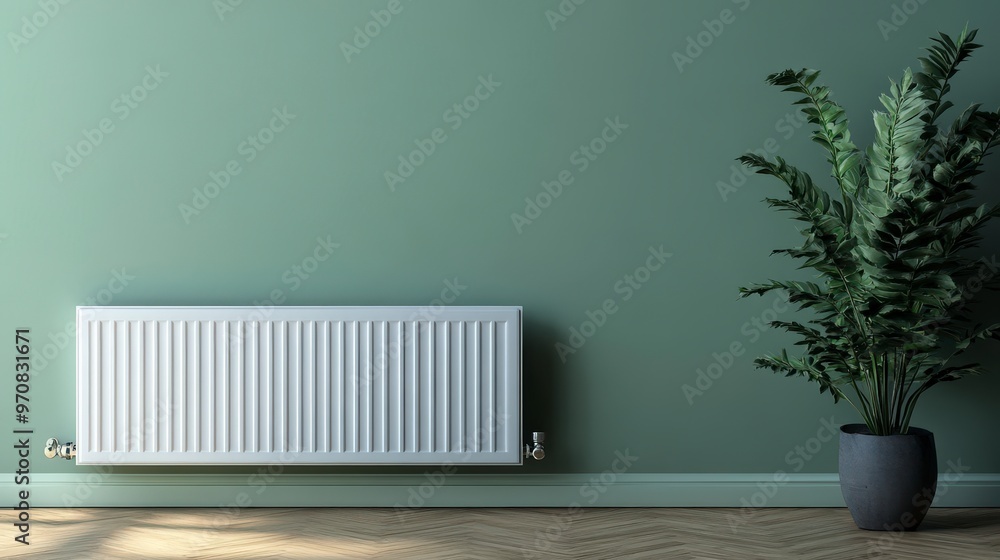 Modern White Radiator in Light Green Apartment Modern White Radiator in Light Green Apartment