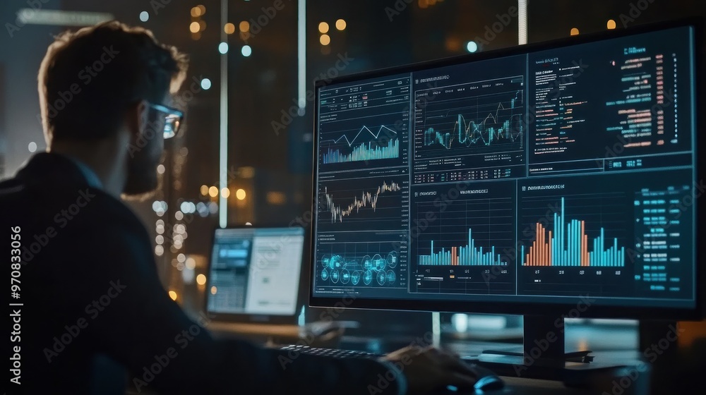 A Programmer Working Late at Night Analyzing Data A Programmer Working Late at Night Analyzing Data