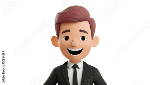 3D Cartoon male character laughing, joyful male character illustration for comics and animations, isolated on transparent background, PNG File