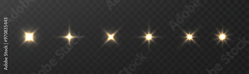 Light Christmas star isolated. Light effect bright star. Vector sparkles collections.