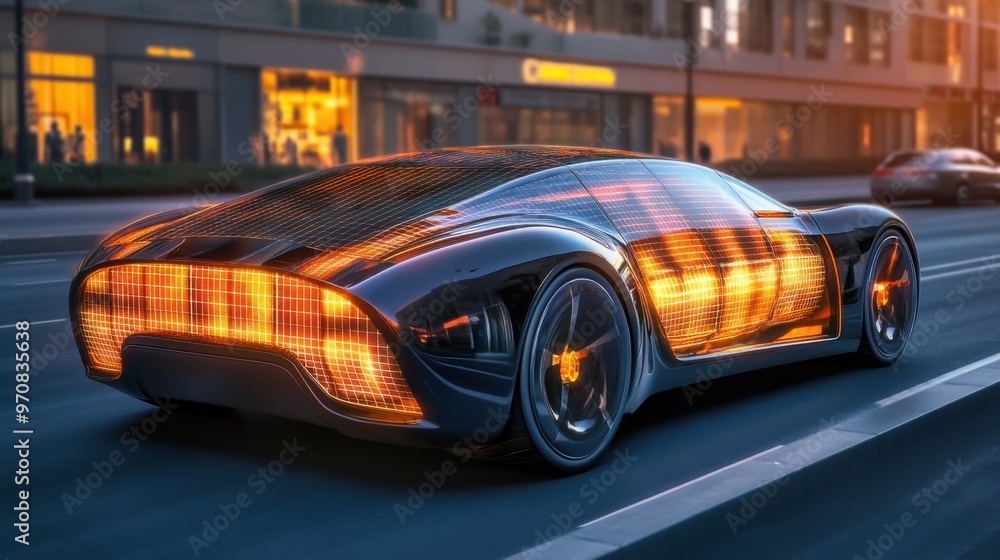 Futuristic Solar-Powered Concept Car: Stylish Efficiency in Motion Futuristic Solar-Powered Concept Car: Stylish Efficiency in Motion