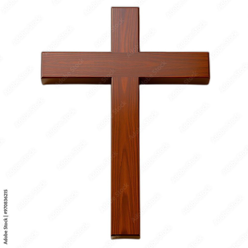 Rich mahogany wood cross on neutral backdrop highlighting polished finish natural grain Rich mahogany wood cross on neutral backdrop highlighting polished finish natural grain