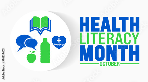 Health Literacy Month background or banner design template is observed every year in October. Holiday concept. Template for card, poster, placard, template. eps 10
