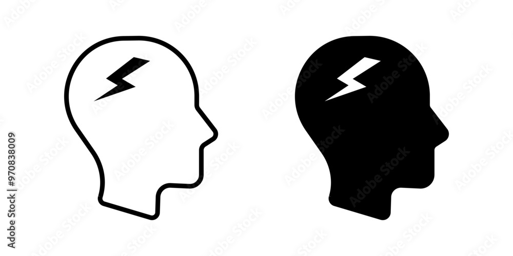 Head with lightning icon. for mobile concept and web design. vector illustration on white background. Head with lightning icon. for mobile concept and web design. vector illustration on white background.