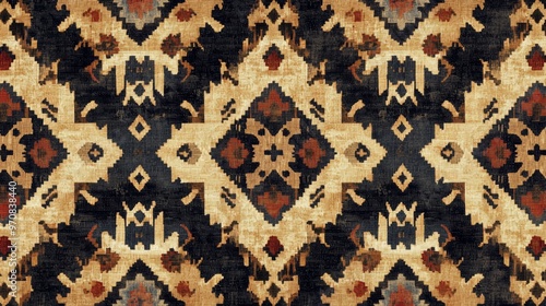 Vintage Floral Ikat Pattern Seamless Background
