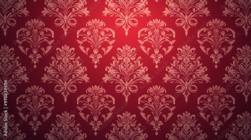 Elegant Red Damask Pattern Wallpaper Background Elegant Red Damask Pattern Wallpaper Background