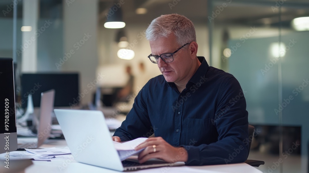 Obraz premium The Man Using Laptop Professionally
