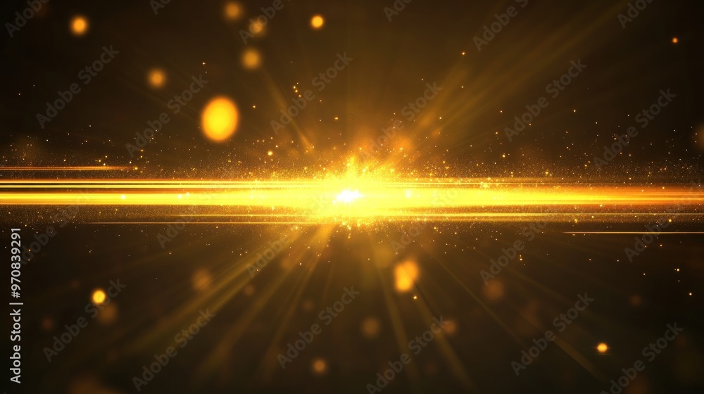 Obraz premium Golden Light Burst with Glimmering Particles