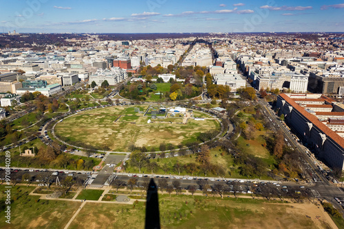 One of the views of Washington DC, a bird's eye view overlooking the White House, Ellipse & President's Park