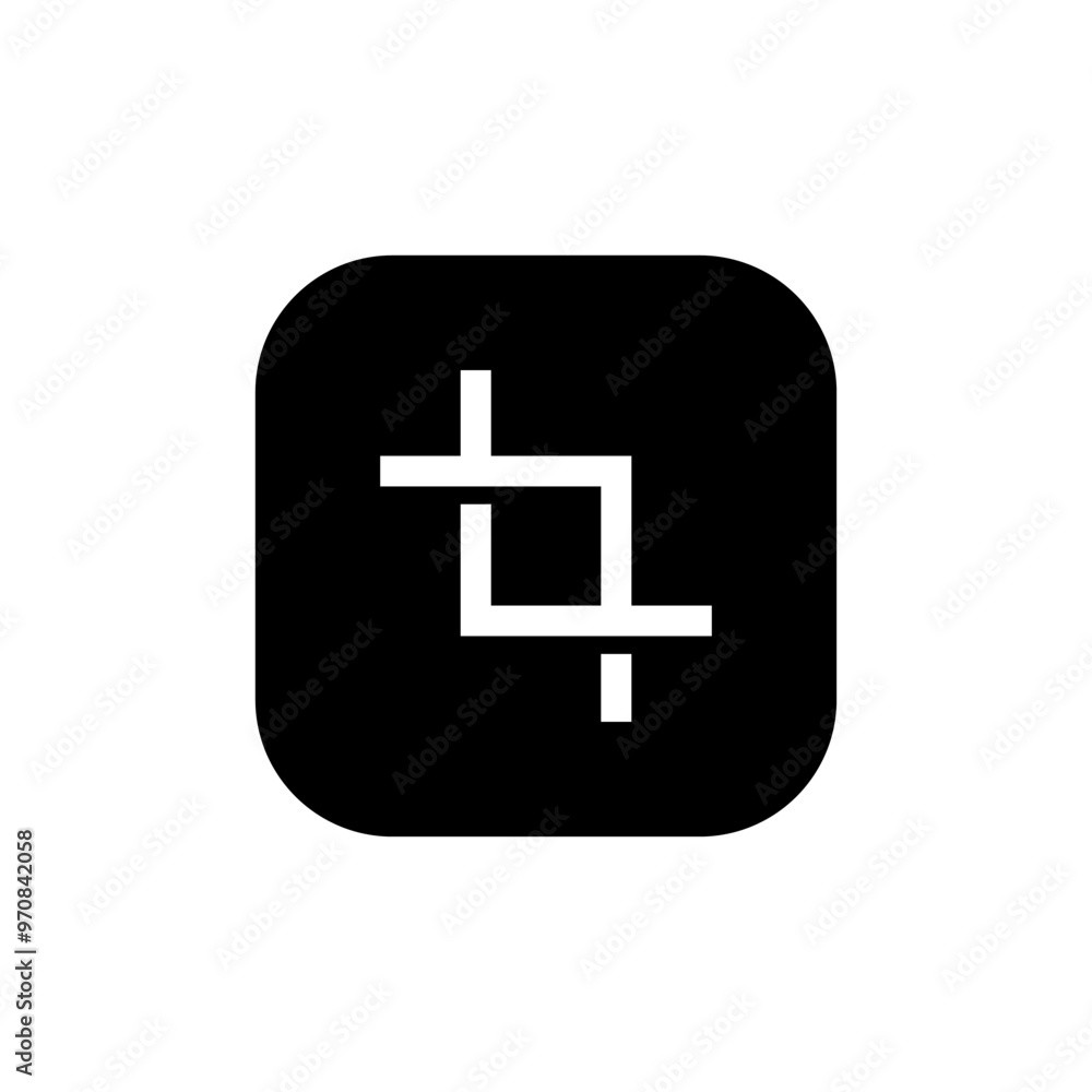 Obraz premium Crop tool icon on black square. Cropping concept
