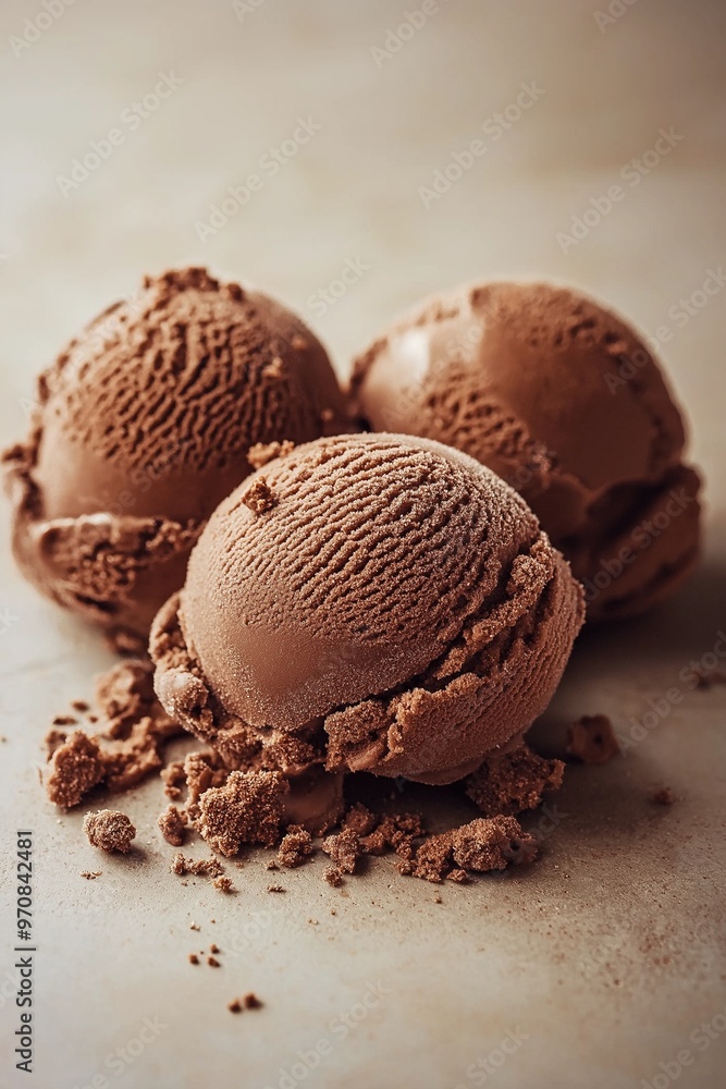 Scoops of chocolate ice cream Scoops of chocolate ice cream