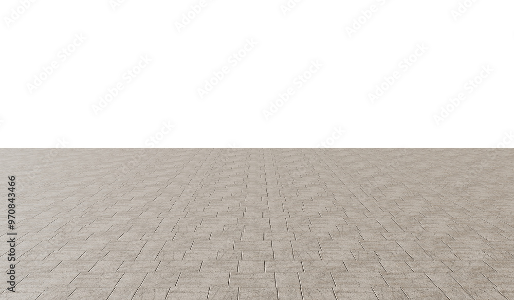 Fototapeta premium Empty pedestrian road rock sidewalks in PNG isolated on transparent background..