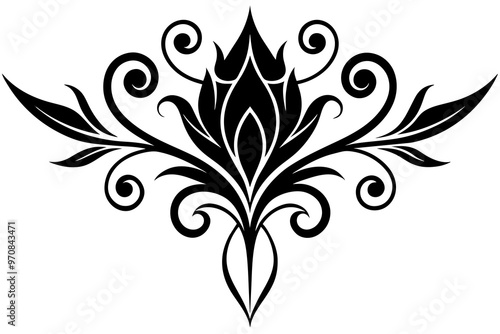 Decorative Vector with Graceful Lines calligraphic Flourish Abstract Design. silhouette black color photo