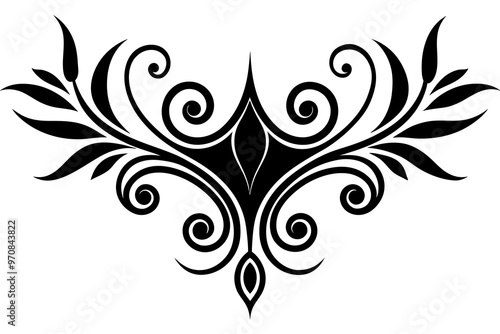 Decorative Vector with Graceful Lines calligraphic Flourish Abstract Design. silhouette black color photo