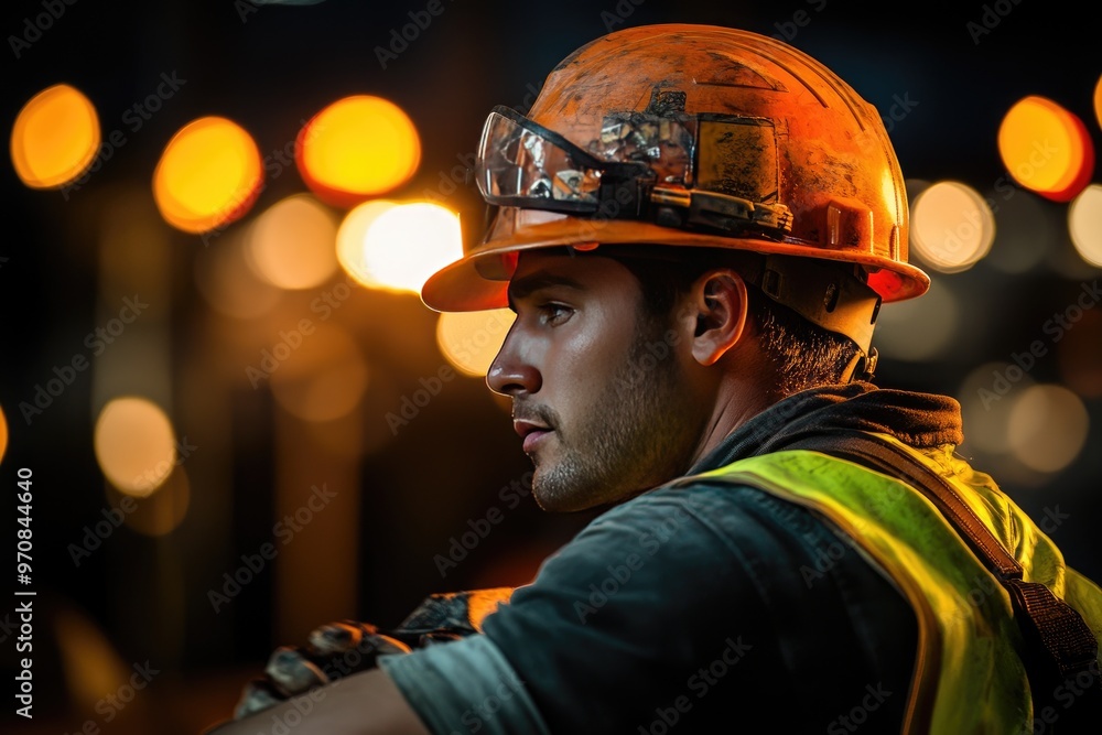 Construction Worker with Hard Hat and Safety Glasses Construction Worker with Hard Hat and Safety Glasses