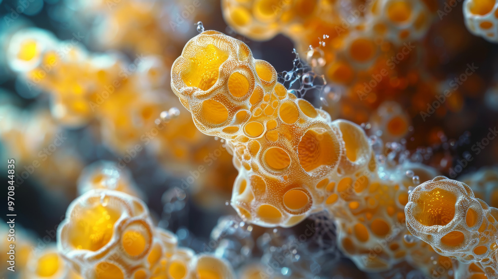 Close up photo of yeast cells fermenting, showcasing their unique ...