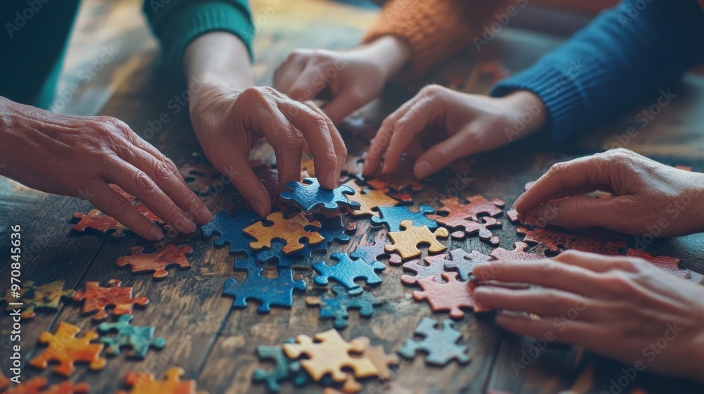 The Puzzle Assembly with Hands The Puzzle Assembly with Hands