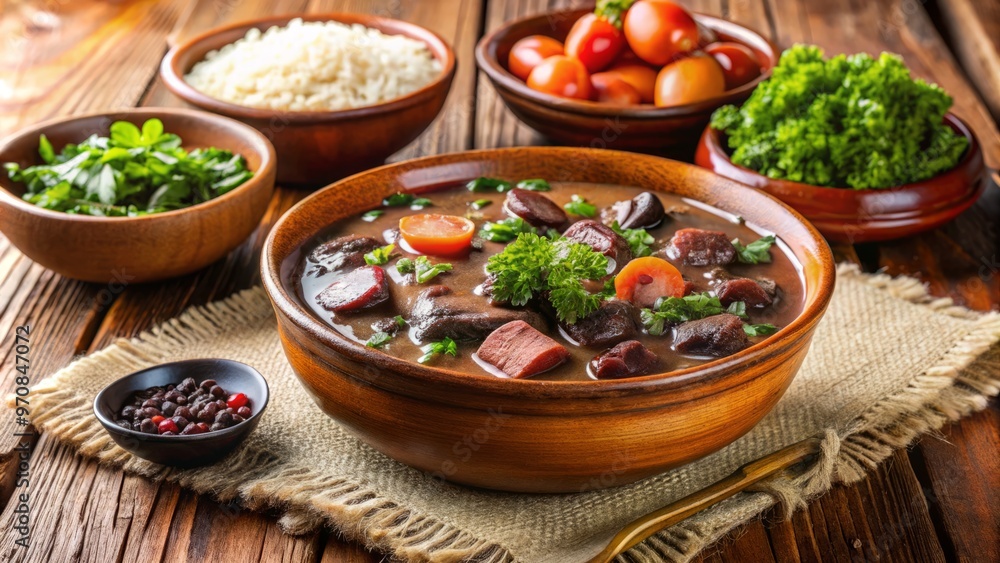 Grain-based Brazilian dish with vegetables and meat, prepared in a broth Grain-based Brazilian dish with vegetables and meat, prepared in a broth