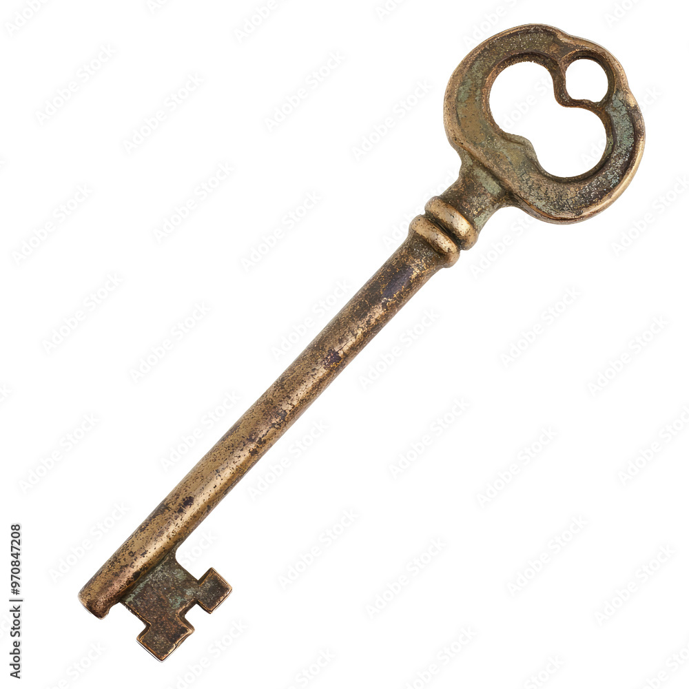 Old brass key on black background Old brass key on black background