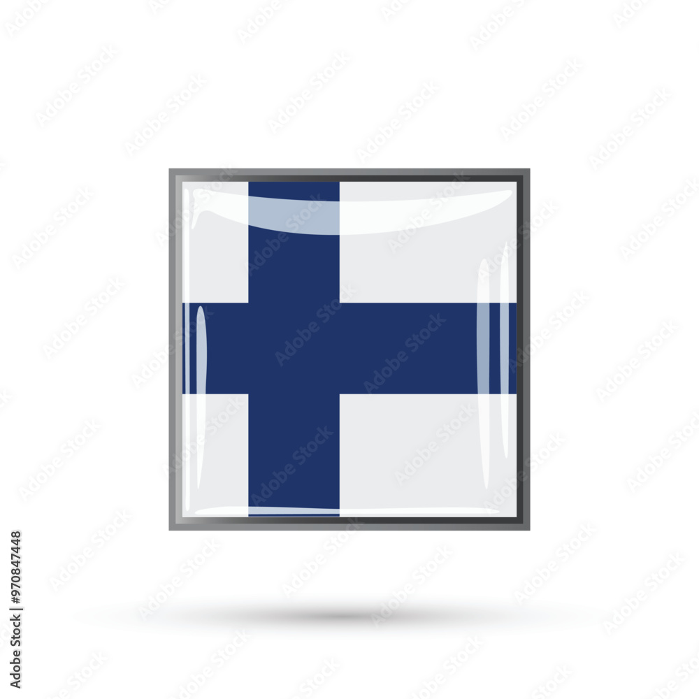 Finland flag square glossy shiny 3D badge vector illustration isolated on white background for national day independence day 6 December and other educational purpose, flyers, posters, banners Finland flag square glossy shiny 3D badge vector illustration isolated on white background for national day independence day 6 December and other educational purpose, flyers, posters, banners
