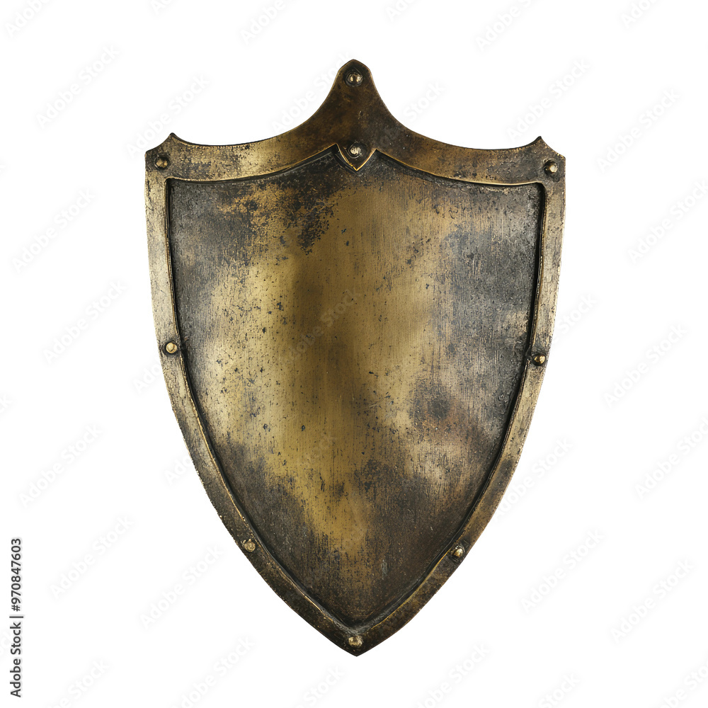 Aged metal shield on black Aged metal shield on black