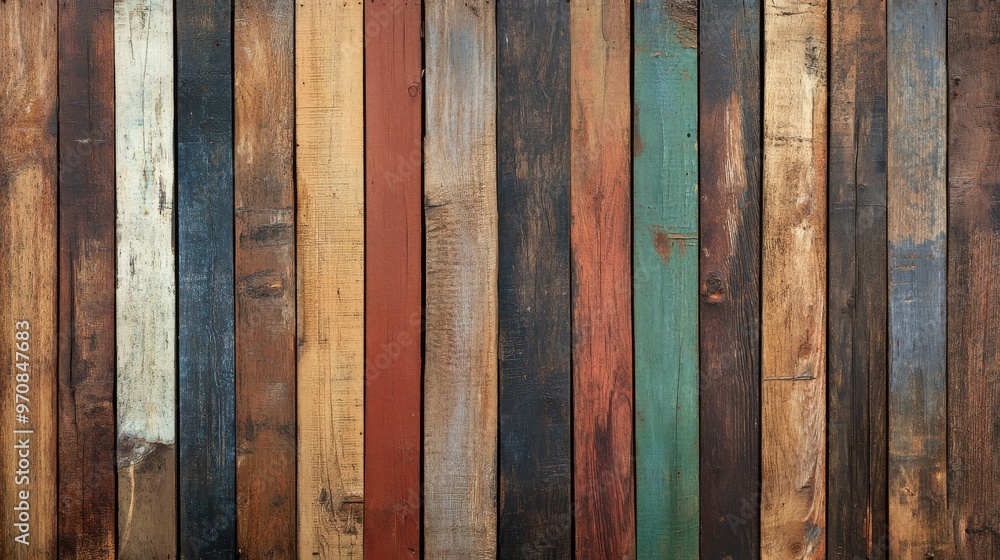 Colorful reclaimed wood planks, rustic texture Colorful reclaimed wood planks, rustic texture