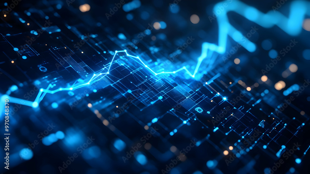 Abstract Blue Digital Network with a Flowing Line Graph Animation Abstract Blue Digital Network with a Flowing Line Graph Animation