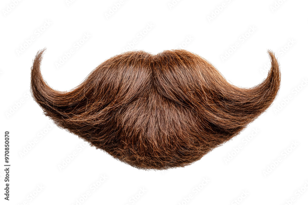 Fake curly brown handlebar mustache and beard isolated on white background Fake curly brown handlebar mustache and beard isolated on white background