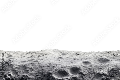 Obraz na płótnie Moon surface isolated on white background. Lunar landscape with deserted landscape and craters formed by meteor impacts w salonie