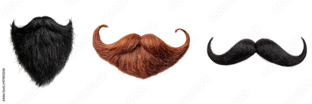 Set of fake handlebar mustache and beard isolated on white background