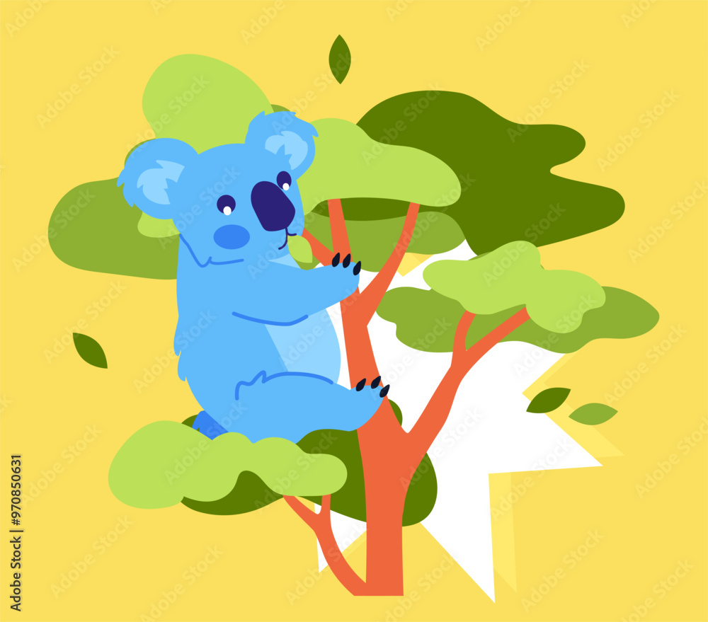Fototapeta premium Koala on a tree - modern colored vector illustration