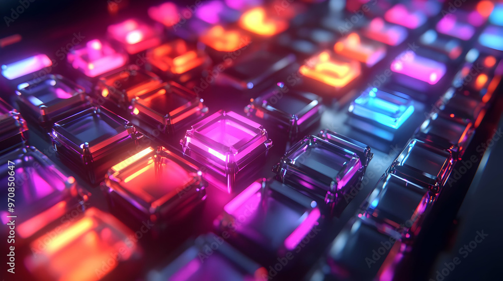 Abstract Background Animation with Glowing Neon Cubes in a Geometric Pattern - 3D Digital Art Abstract Background Animation with Glowing Neon Cubes in a Geometric Pattern - 3D Digital Art
