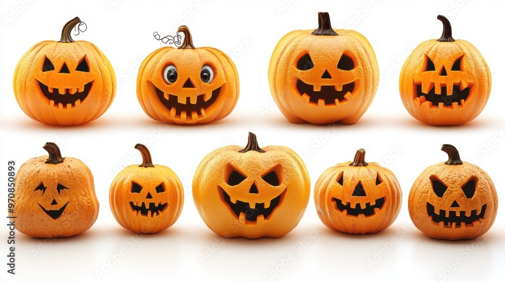 Detailed pumpkin clipart featuring realistic textures and shading Detailed pumpkin clipart featuring realistic textures and shading