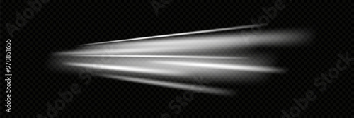 White speed lines. Traces of ray movement. On a transparent background.