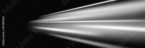 White speed lines. Traces of ray movement. On a transparent background.