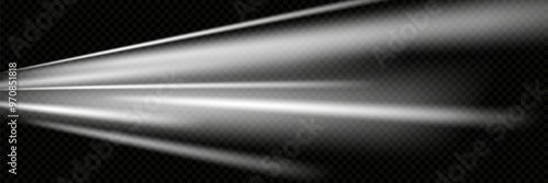 White speed lines. Traces of ray movement. On a transparent background.