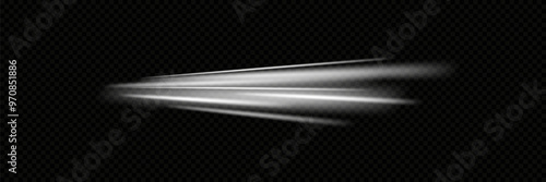 White speed lines. Traces of ray movement. On a transparent background.