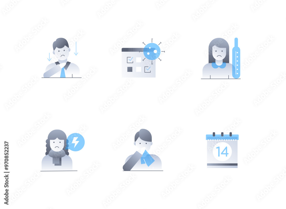 Viruses and colds - flat design style icons set Viruses and colds - flat design style icons set