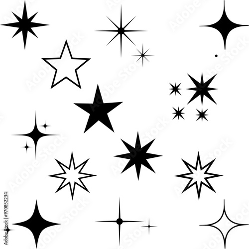 Wallpaper Mural Icons with twinkling stars. Glitter, on a transparent background. Vector illustration Torontodigital.ca