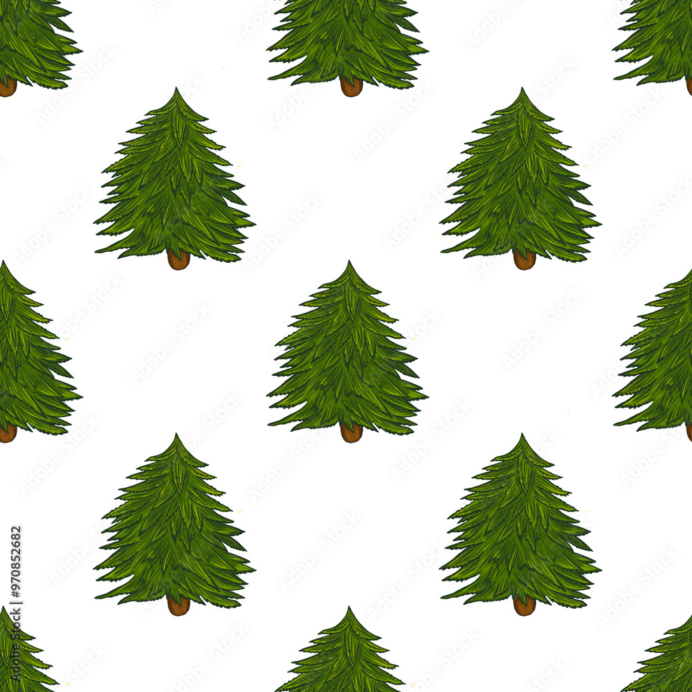 Fototapeta premium Classics Seamless Christmas Tree Pattern Transparent Background