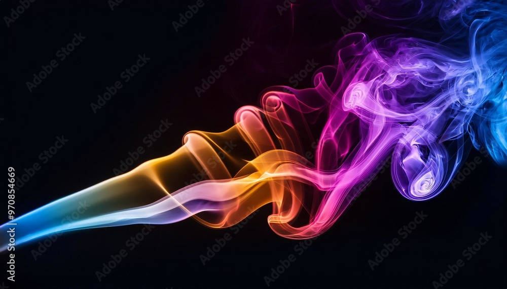 Vibrant smoke creates abstract patterns against a dark backdrop Vibrant smoke creates abstract patterns against a dark backdrop