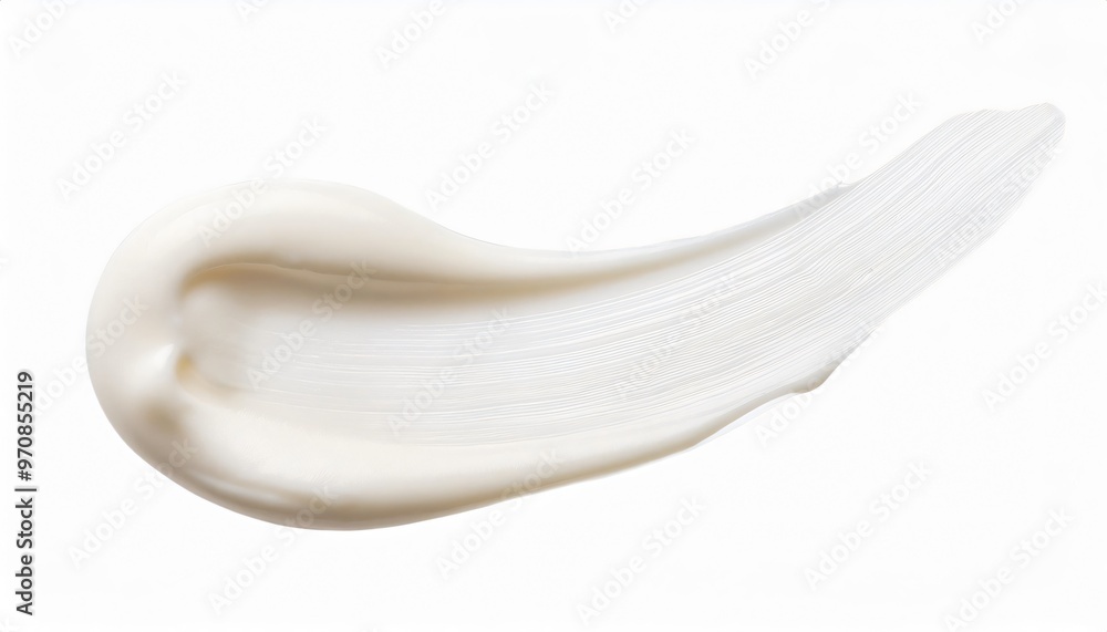 Smooth, creamy white beauty product being applied on a clean white surface Smooth, creamy white beauty product being applied on a clean white surface