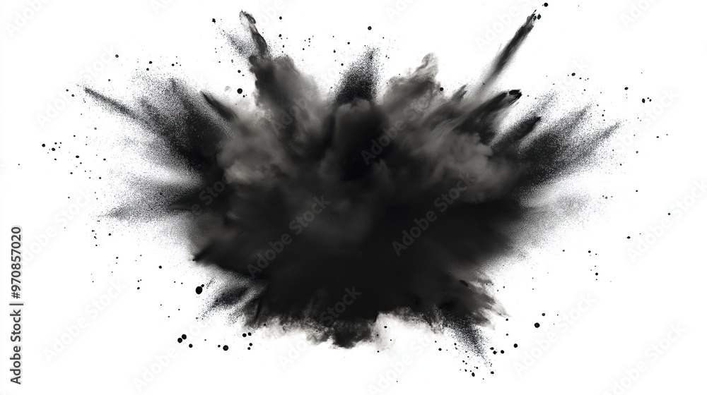 black color paint explosion isolated on white background black color paint explosion isolated on white background