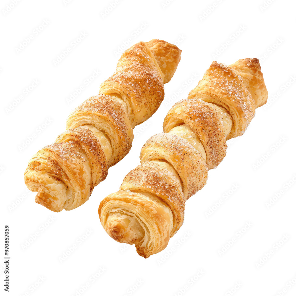 Two golden pastry sticks Two golden pastry sticks