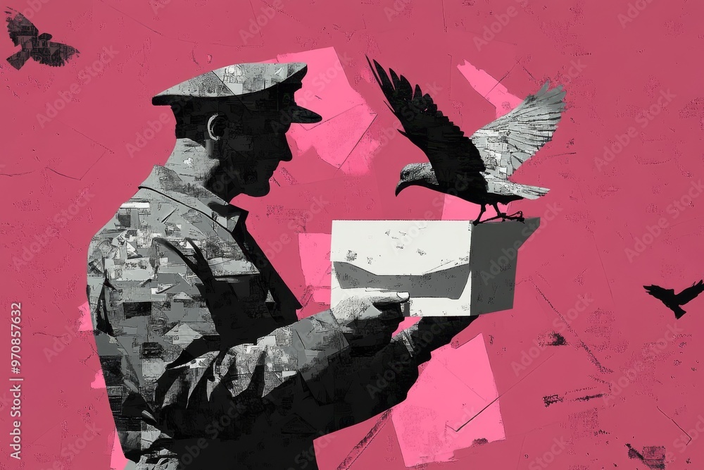 Fototapeta premium World Post Day. An annual international holiday established by the Universal Postal Union. Writing week. Propaganda role postal sector.