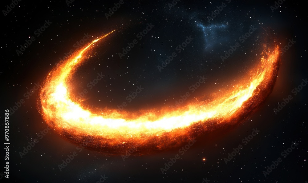 Swirling cosmic vortex with neon lights in space, glowing in blue, orange, and pink Swirling cosmic vortex with neon lights in space, glowing in blue, orange, and pink
